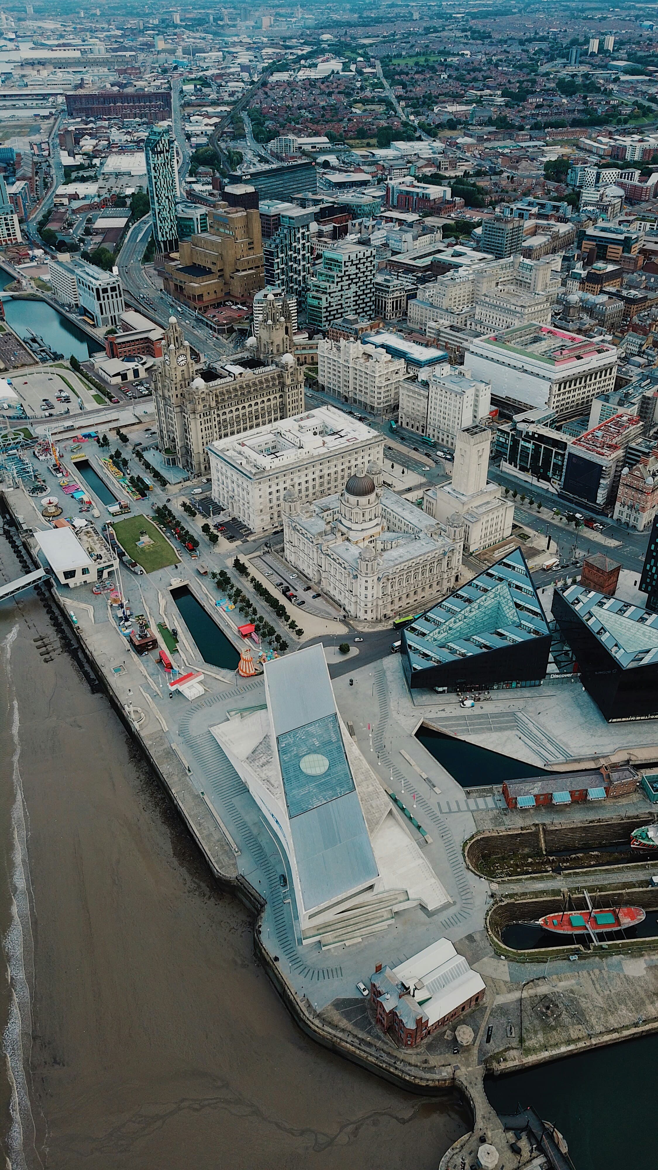 Liverpool waterfront aerial view